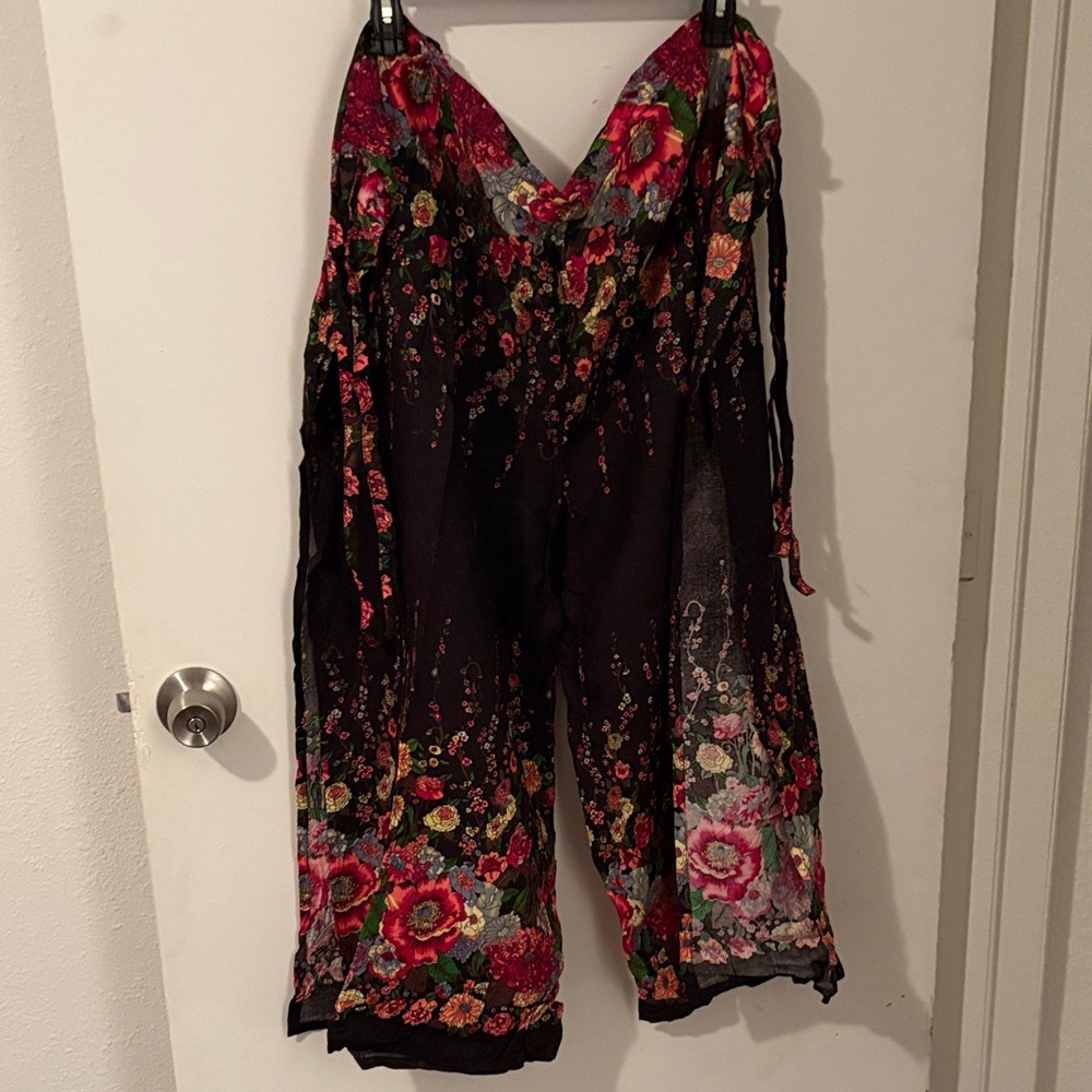 Black Floral Thai Style Pants